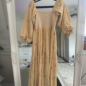 Dahlia embroidered maxi dress - pearl island